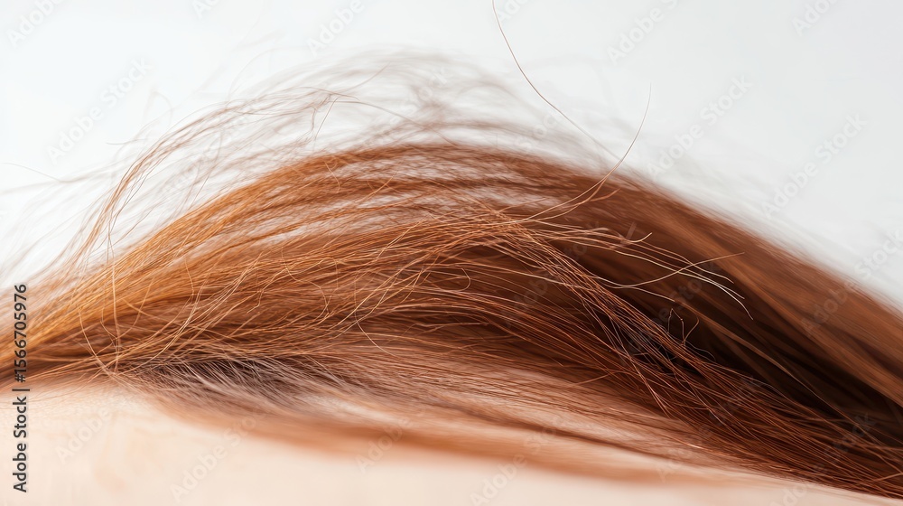 Auburn hair on a light background, showing the texture. Use it for haircare or beauty product ads. Auburn hair on a light background, showing the texture. Use it for haircare or beauty product ads.