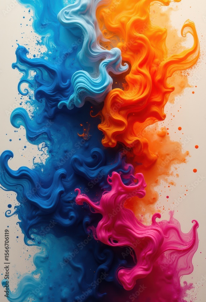 Fototapeta premium dynamic ink swirl effects textured paper artistry vibrant colors fluid motion abstract pattern design, brushstroke, composition, hue, inkblot, colorwheel