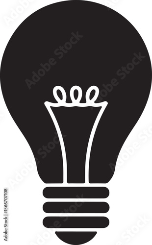 Black Silhouette Lightbulb Icon Idea, Innovation, Inspiration, Solution