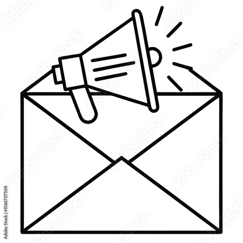 Open envelope with megaphone announcement communication