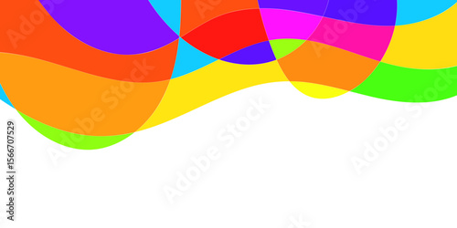 Abstract design with overlapping, curved shapes of vibrant colors (2)