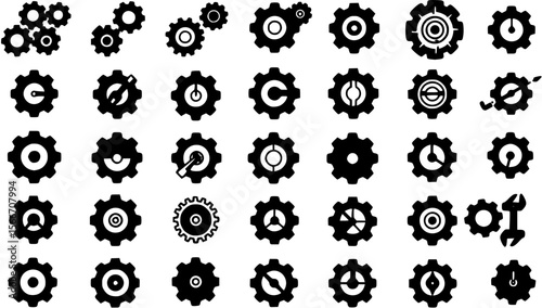 Gear icon vector set. clockwork illustration sign collection. Mechanics symbol.
