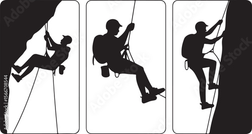 Mountain Rappelling Adventure Silhouette Vector

Rock Climber Abseiling SVG Design

Extreme Rappelling Clipart for Outdoor Lovers

Cliff Descent Adventure Sport Silhouette

Mountain Climber with Rope 