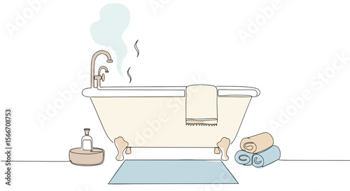 Cozy bathroom with vintage bathtub and towels in relaxing setting  