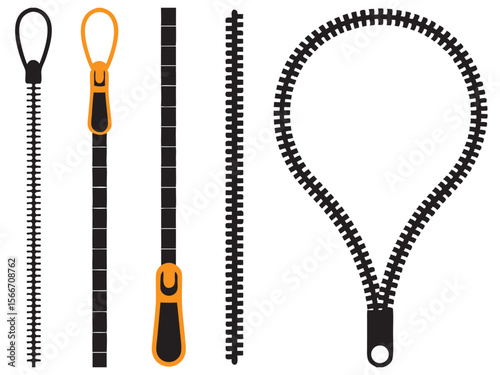 Zipper vector silhouette. Zipper icon vector silhouette  illustration  on white background. Zipper pattern collection