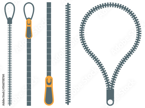 Zipper vector silhouette. Zipper icon vector silhouette  illustration  on white background. Zipper pattern collection