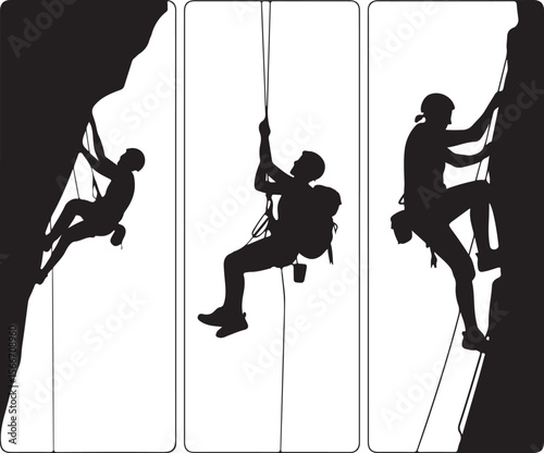 Mountain Rappelling Adventure Silhouette Vector

Rock Climber Abseiling SVG Design

Extreme Rappelling Clipart for Outdoor Lovers

Cliff Descent Adventure Sport Silhouette

Mountain Climber with Rope 