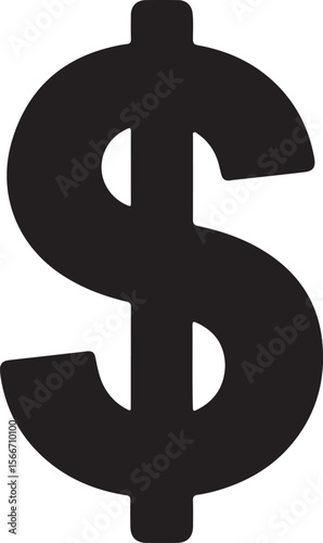 High-Resolution Black and White Dollar Sign Icon Free Download