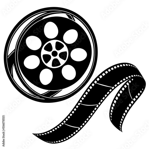 vector film reel on silhouette white background 