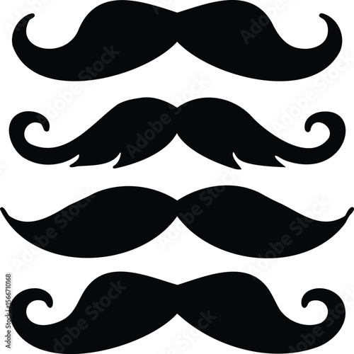  Set of mustache silhouettes in various styles