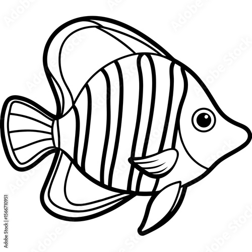 Butterflyfish line art vector