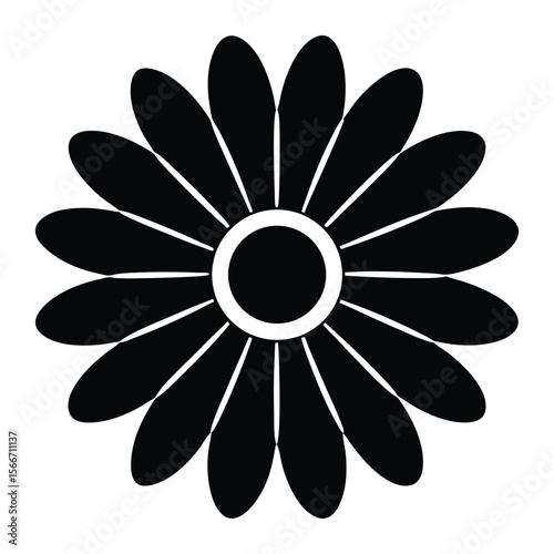 Stylized daisy flower head with soft rounded petals in a flat design perfect for advertising banners and promotional materials