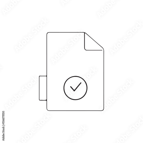 Document papers icon, black and white isolated vector template.