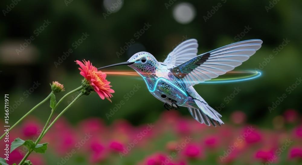 Fototapeta premium Hummingbird near flower