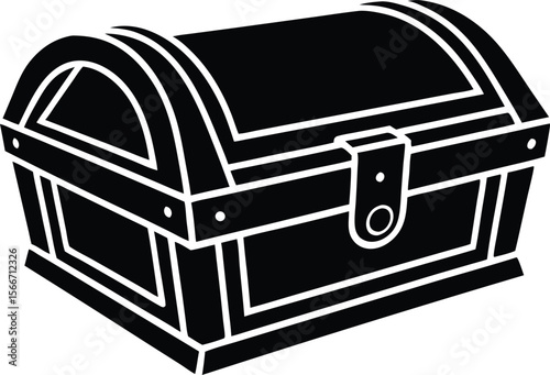 wooden treasure chest silhouette vector