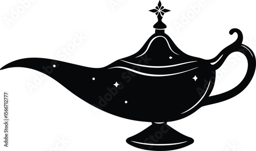 arabic magic lamp silhouette vector