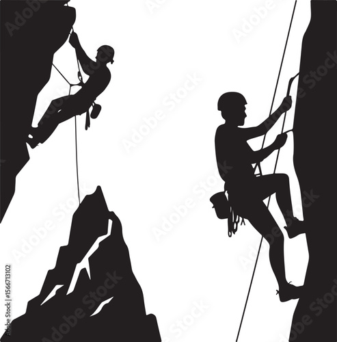 Mountain Rappelling Adventure Silhouette Vector

Rock Climber Abseiling SVG Design

Extreme Rappelling Clipart for Outdoor Lovers

Cliff Descent Adventure Sport Silhouette

Mountain Climber with Rope 