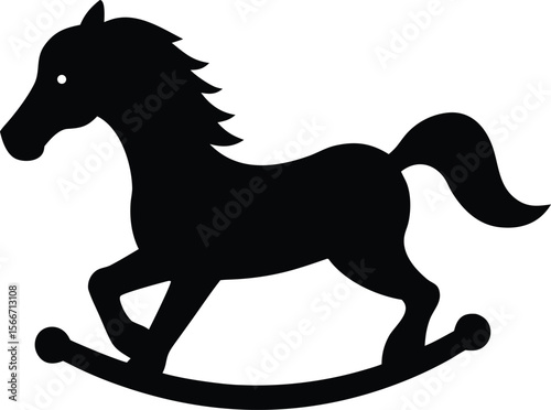 black rocking horse vector illustration