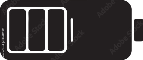 Low Battery Icon Simple Black and White Vector Graphic