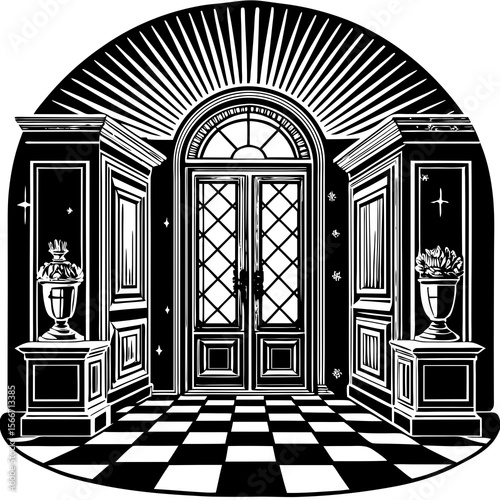black and white doors