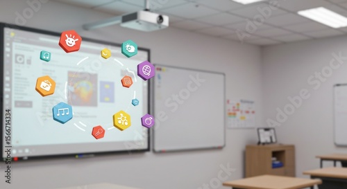 Interactive whiteboard in modern classroom