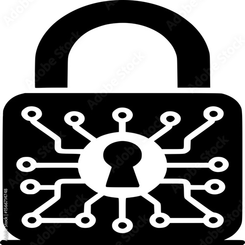 Digital Fortress: Illustrating the secure world of data protection, this image portrays a digital padlock featuring a circuit board design at its core.