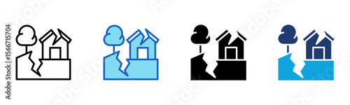 Earthquake Insurance icon Multi Style Vector Illustration