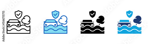 Flood Insurance icon Multi Style Vector Illustration