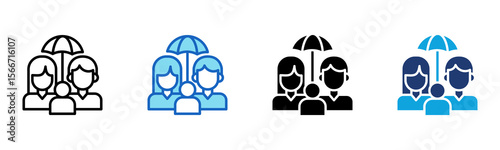 Family Insurance icon Multi Style Vector Illustration