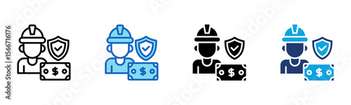 Worker Compensation icon Multi Style Vector Illustration