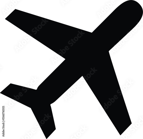 Black Airplane Silhouette Vector on White Background