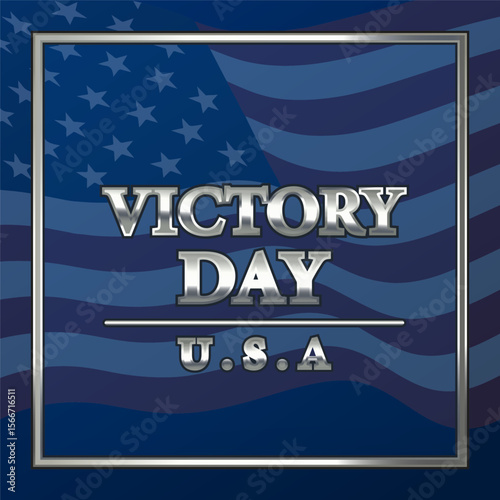 United States victory day banner with single flag US. American Spirit