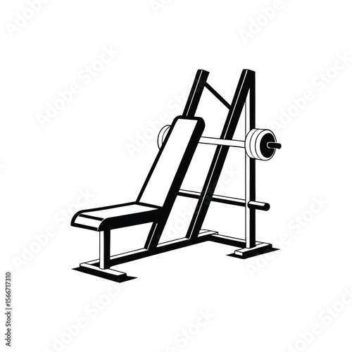 black outline vector of an incline bench press set