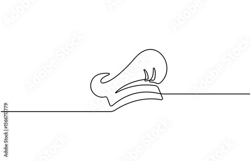 Continuous one line drawing of chef hat or cap. One line drawing illustration of hat chef, One single line drawing of chef hat or cap for restaurant vector graphic illustration.