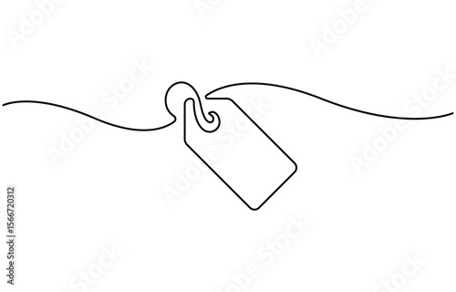 Black Friday sale concept in continuous line. Tag emblem with percent discount, single line on a white background, isolated vector illustration.