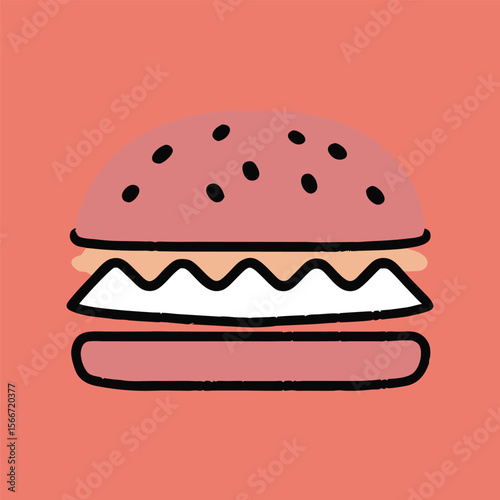 Hamburger: Hamburger vector art illustration. hamburger vector icon. Delicious vector art depicting a classic hamburger with layers of meat, cheese, fresh vegetables. vector illustration fast food.