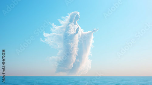 Miraculous Cloud Vision of the Virgin Mary. Generative AI
