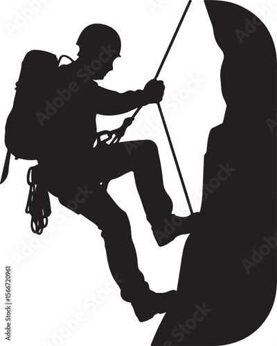Mountain Rappelling Adventure Silhouette Vector

Rock Climber Abseiling SVG Design

Extreme Rappelling Clipart for Outdoor Lovers

Cliff Descent Adventure Sport Silhouette

Mountain Climber with Rope 