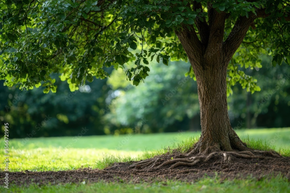 Obraz premium A large tree with a thick trunk and many branches