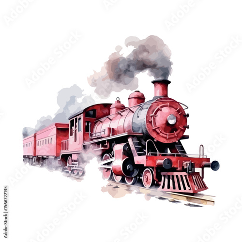 Vintage steam locomotive travels along a mountain railway, its powerful engine billowing smoke as it evokes a sense of old-world transportation and nostalgic travel on the steel tracks
