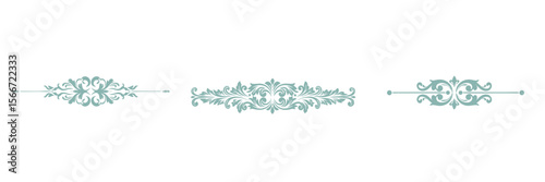 Set of three symmetrical decorative dividers in delicate dusty mint color