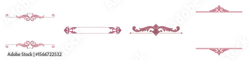 Set of four traditional vintage page dividers in dusty pink color
