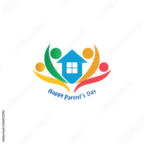 Happy parent's day vector featuring silhouette of family togetherness and messaging of parent's day worldwide 