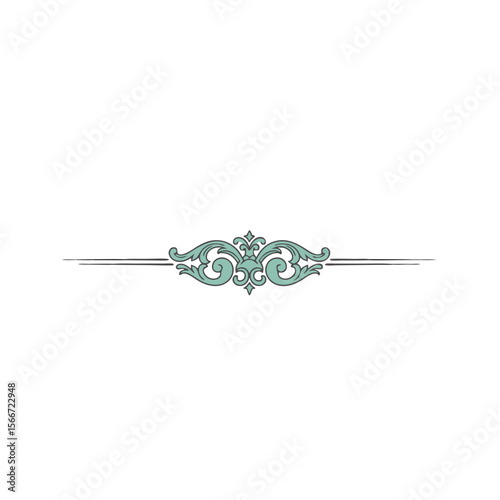 Single symmetrical ornamental style divider in delicate mint dusty color

