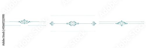 Set of three gorgeous symmetrical decorative dividers in soft dusty mint color with decorative swirl