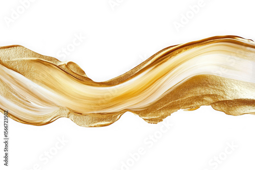 Gold paint stroke isolated on transparent background