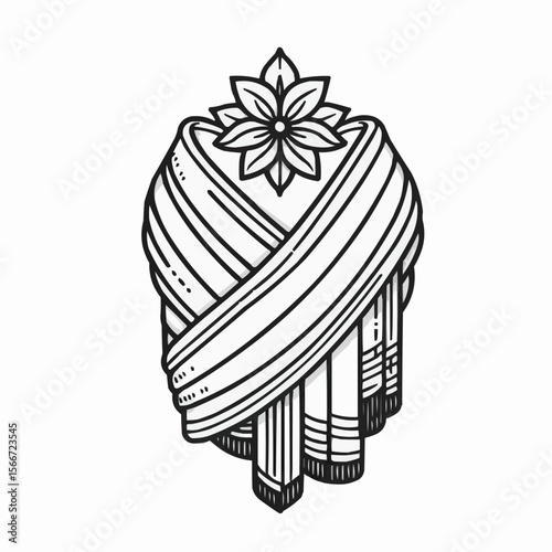Traditional Indian palu design with decorative flower element, elegant textile illustration