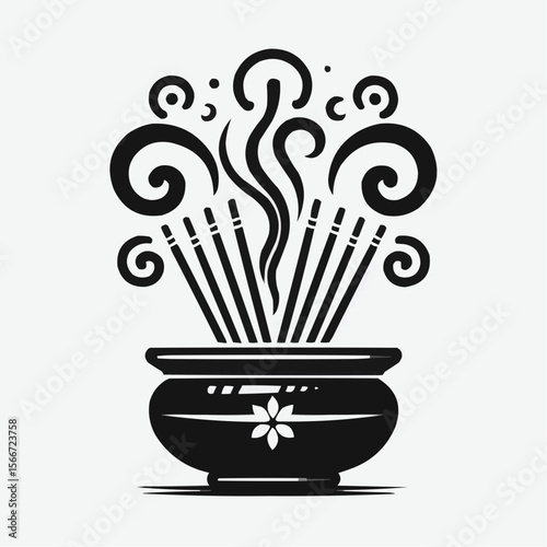 incense burner with smoke and decorative elements for relaxation and meditation illustration concept
