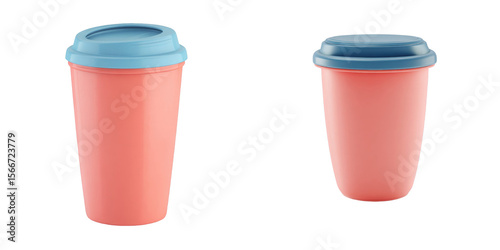 Wallpaper Mural Two reusable coffee cups in pink with blue lids isolated on a black background Torontodigital.ca