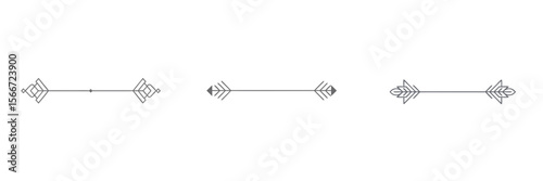 Set of three simple geometric text dividers in dusty graphite color with middle line